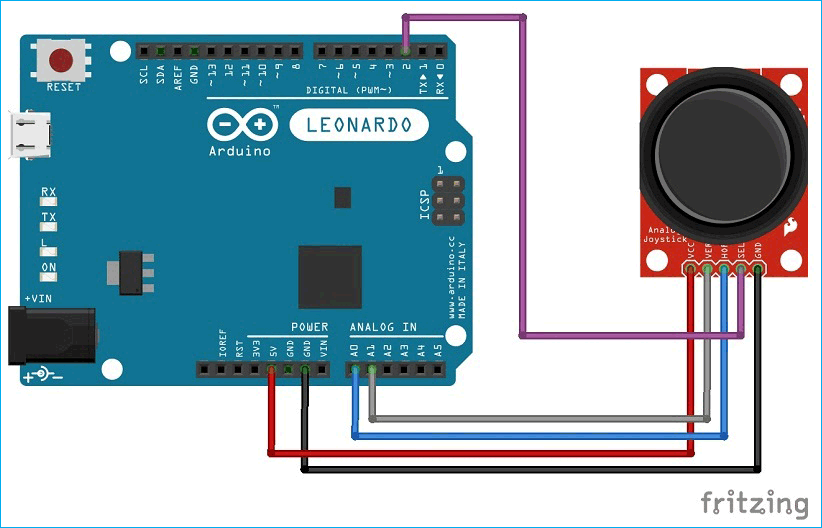 Arduino Leonardo Joystick Circuit Diagram