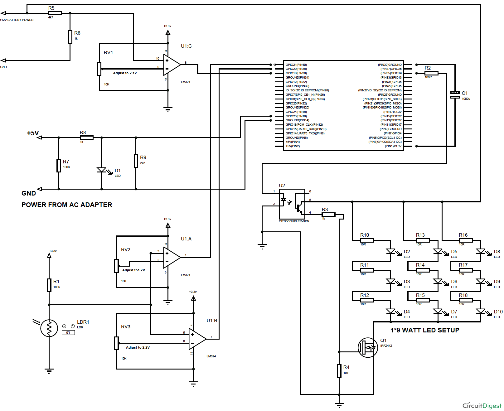 Raspberry-pi-emergency-light-with-darkness-detector-circuit