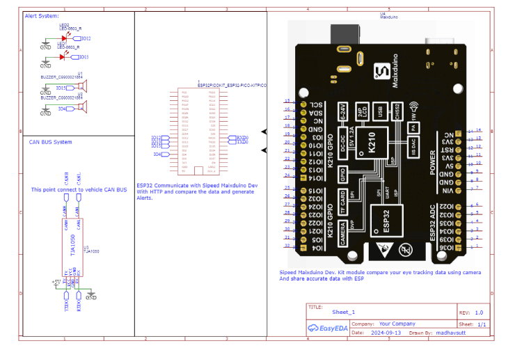 Schematics of In-Car Drowsiness Detection with CAN Bus and Maixduino