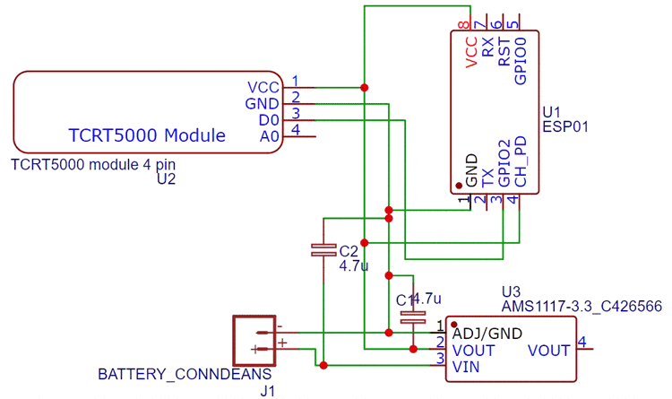 Smart Pill Box using ESP8266-01 and Blynk Circuit Diagram