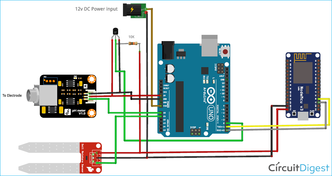 Arduino based Smart Water Monitoring System Circuit Diagram