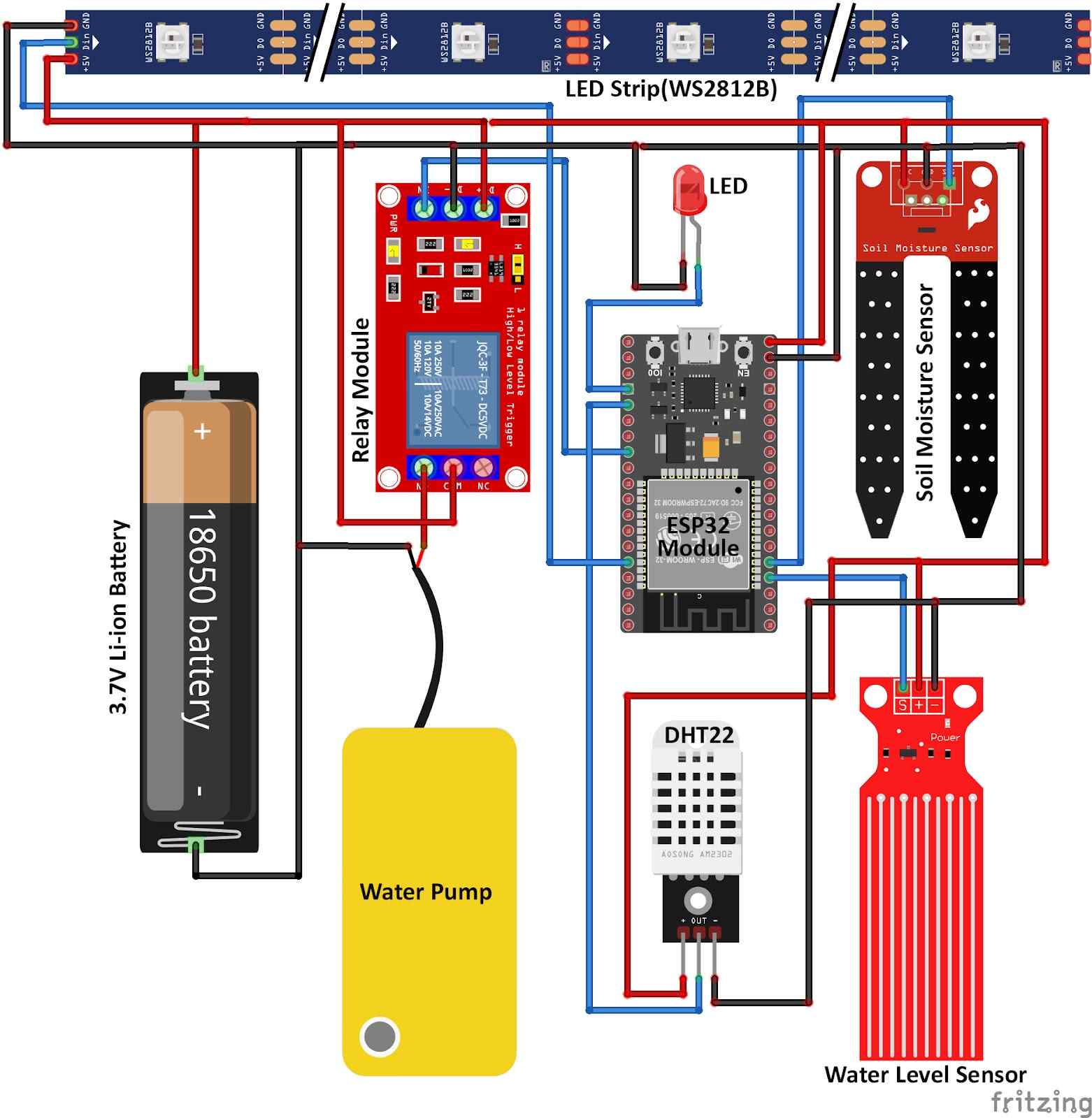 ESP32 Smart Irrigation Circuit Diagram