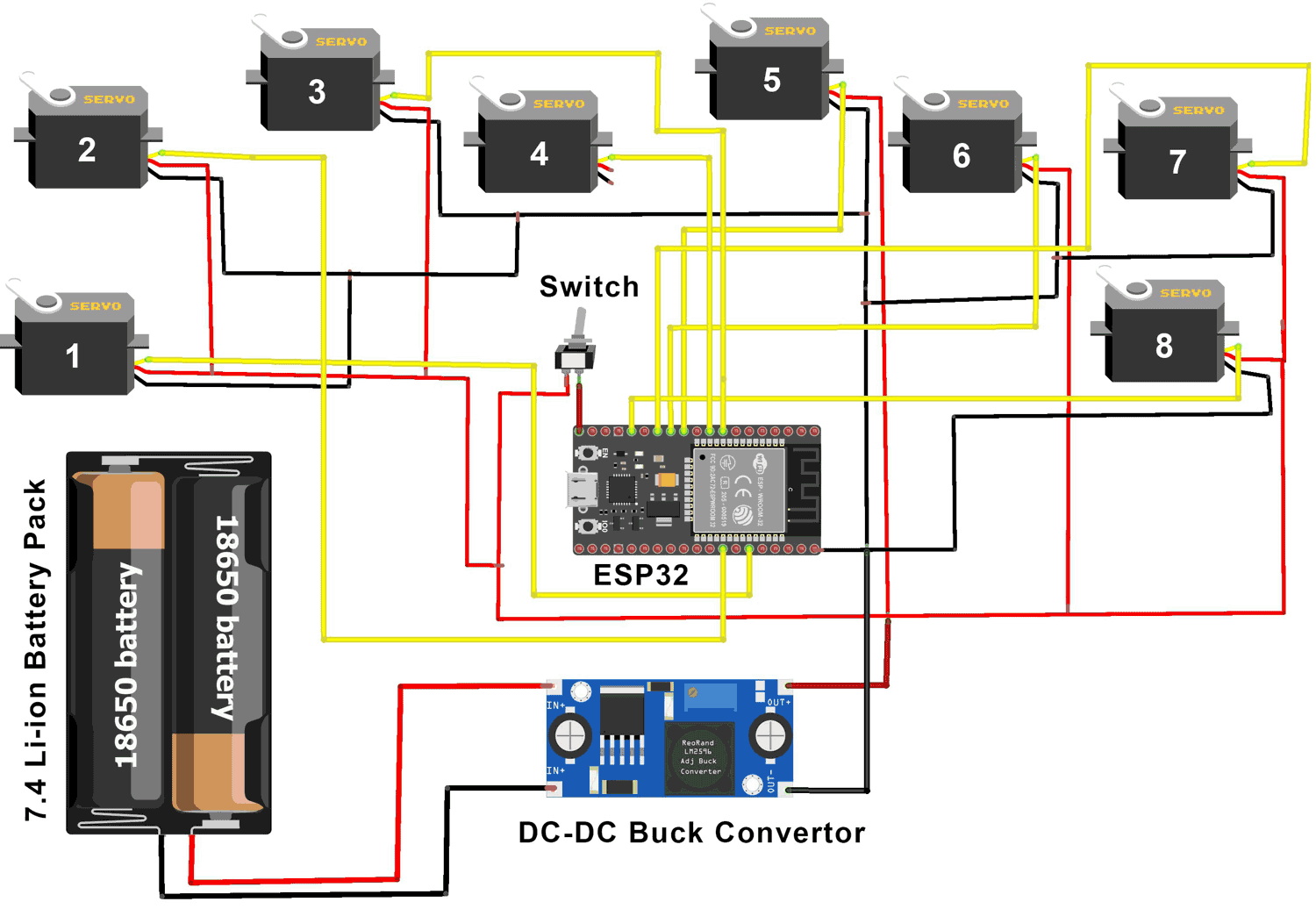 ESP32 based Spider Robot Circuit Diagram