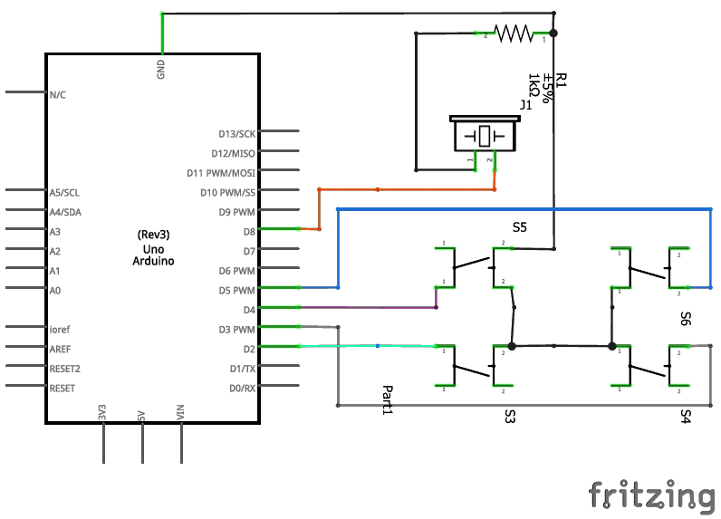 playing melodies on buzzer using Arduino tone function circuit