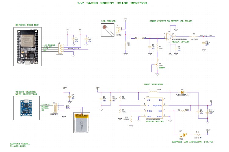 Circuit Diagram of IoT Energy Usage Monitor