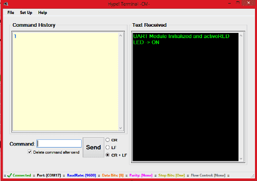 Hyper-terminal-LED-ON-using-computer-and-PIC-UART