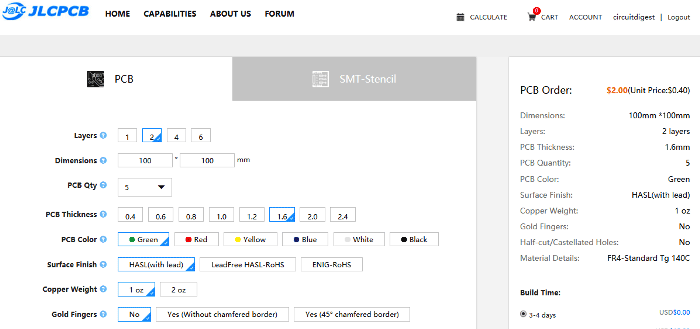 ordering pcb from jlcpcb