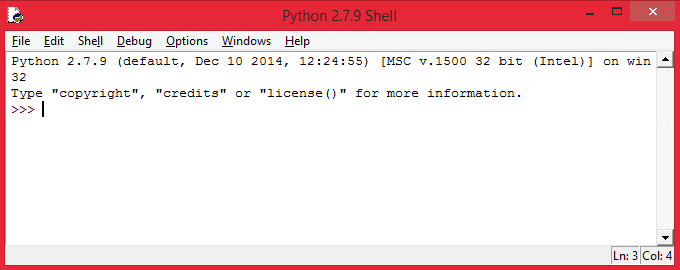 python shell in windows