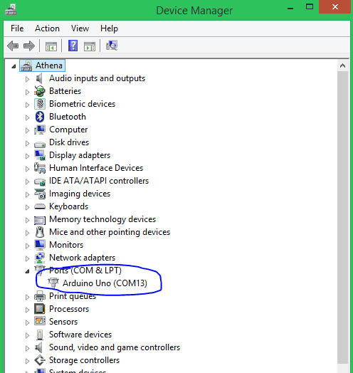 Check for Arduino UNO in PORTS