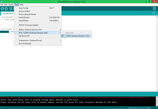 Check on PORTS that Arduino is connected or not