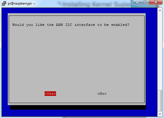 Click yes for enable I2C interface