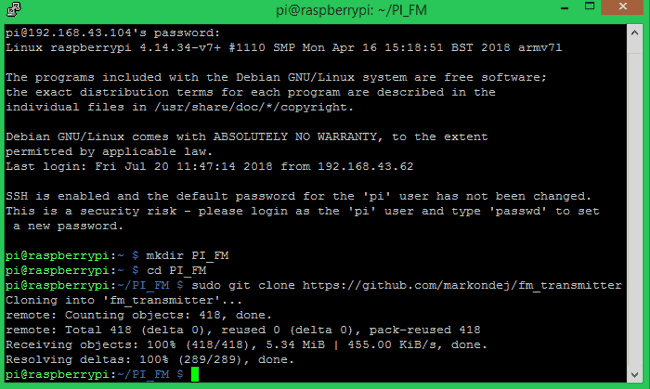 Cloning program from Github to Raspberry Pi