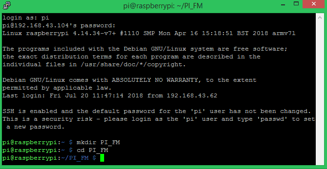 Create new folder for FM data on Raspberry Pi
