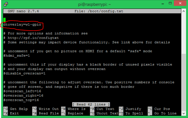 Enabling One wire interface in Pi