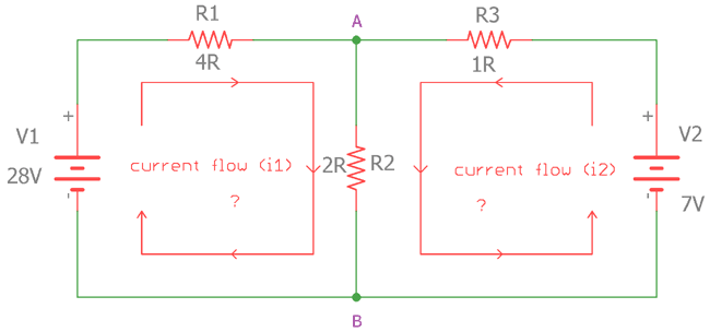 Practical example circuit using KCL and KVL