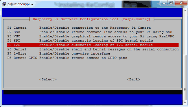 Select I2C in interface option