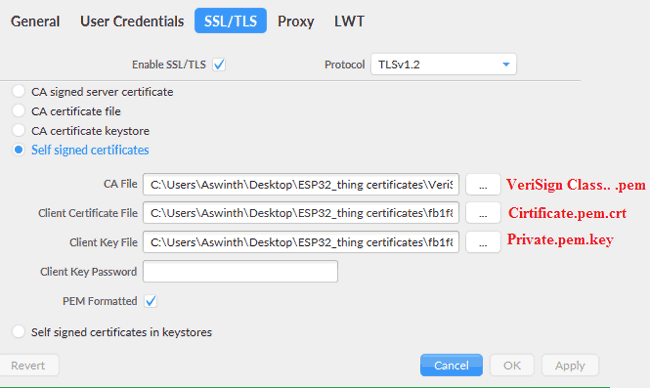 Select self-signed certificates