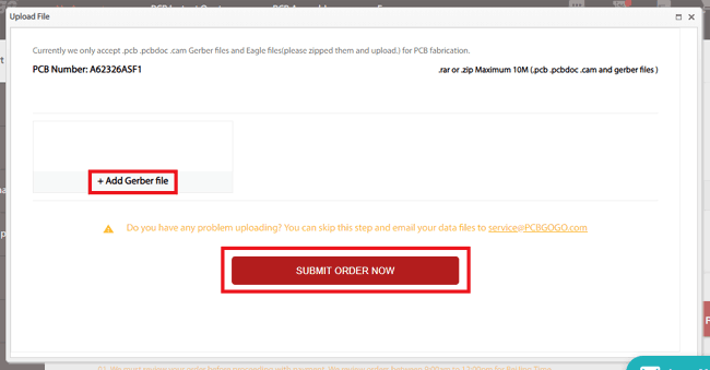 Add Gerber File of Ordering PCB using PCBGoGo