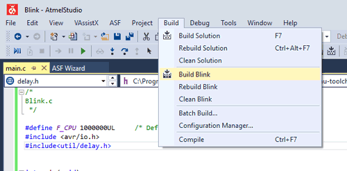 Build Blink on Atmel Studio7 for Programming AVR Microcontroller Atmega16