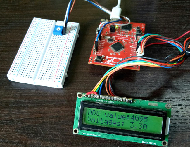 Circuit Hardware for Interfacing 16x2 LCD Display with TIVA C Series