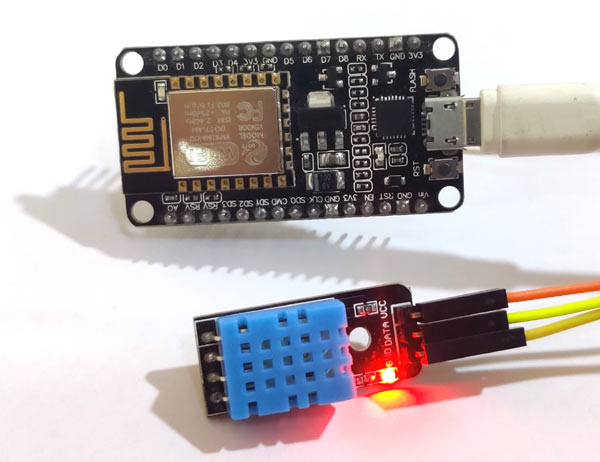 Circuit Hardware for Log Temperature Sensor Data to Google Sheet using NodeMCU ESP8266