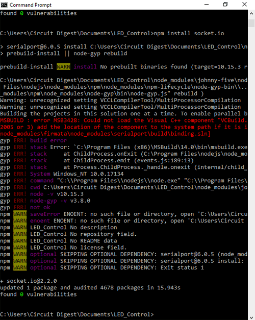 Installing Johnny Five Socket.IO Library