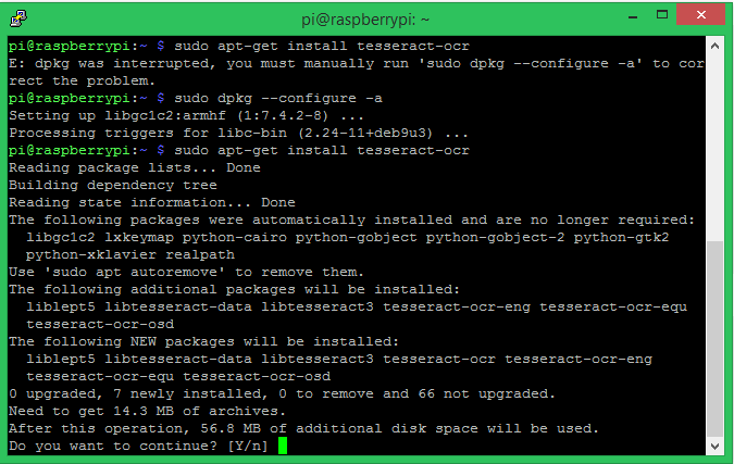 Installing Tesseract on Raspberry Pi