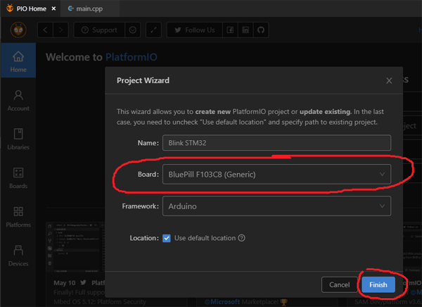 Programming STM32 Board using the PlatformIO IDE