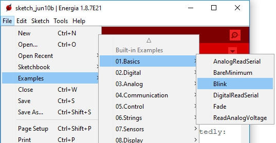 Understanding the Example Blink Program in Energia