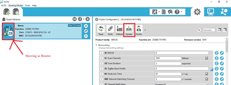 Update XBee Firmware for Interfacing with Arduino