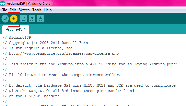 Upload Program in ATtiny13 using Arduino