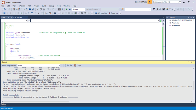 Uploading Program on Atmel Studio7 for Programming AVR Microcontroller Atmega16