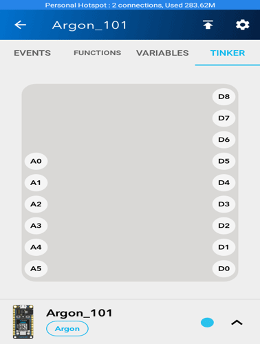 Argon Board using Tinker Function