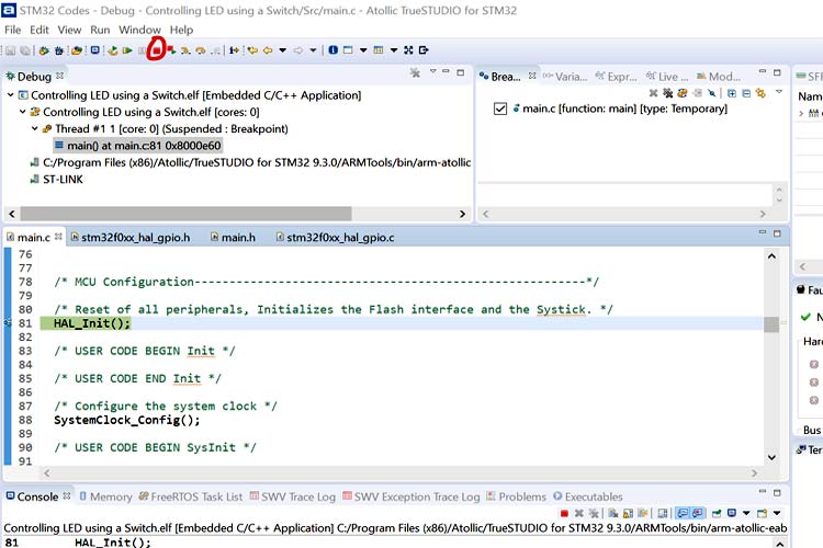 Coding STM32 Necleo64 Development Board