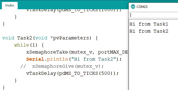 FreeRTOS Mutex Code 