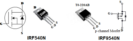 IRF540N and IRF9540N Pinout