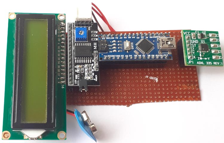 Pedometer using Arduino on Perfboard