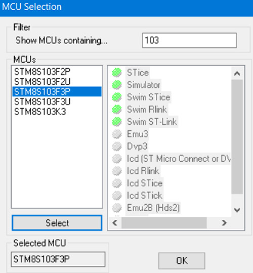 STM8S103F3P6 Compiling