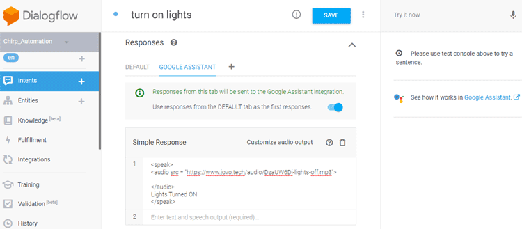 Firebase Google Assistant Interface