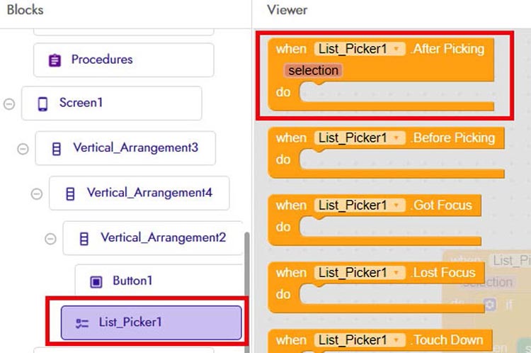 Kodular List Picker