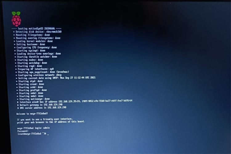 MotionEye OS Booting