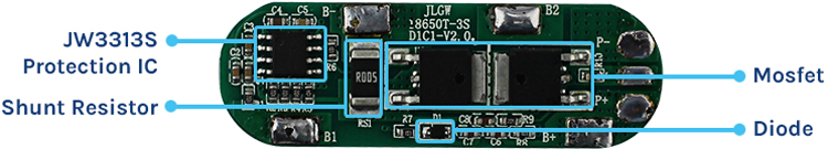 3S,6A Lithium Ion BMS Module Components