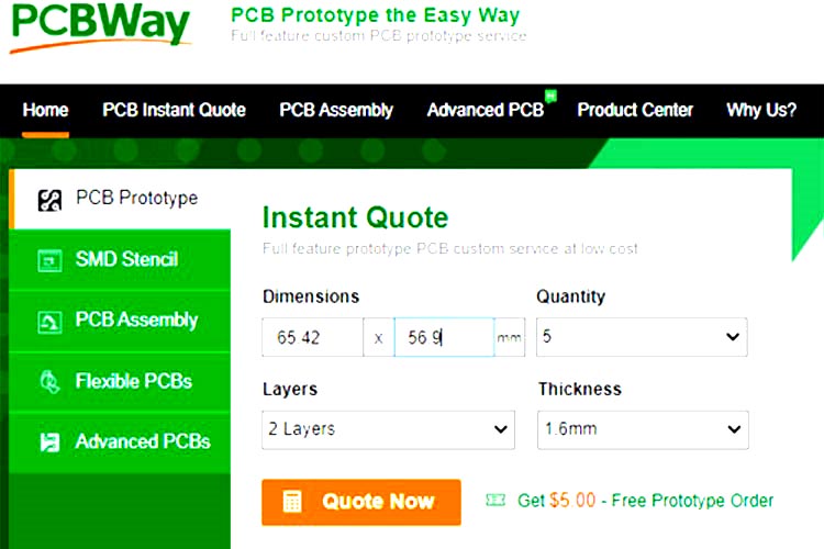 Ordering PCB from PCBWay