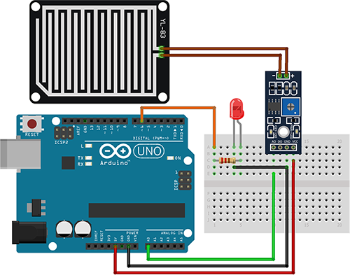 Rain Detection Sensor with Arduino Circuit Diagram