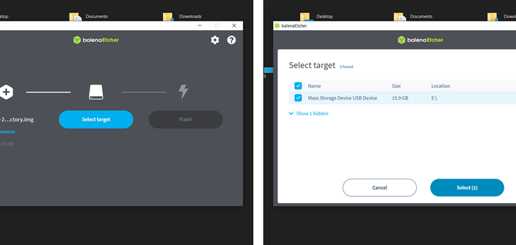 Balena Etcher Target Selection