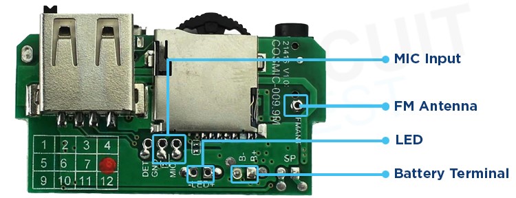 Bluetooth Amplifier Module Parts Name