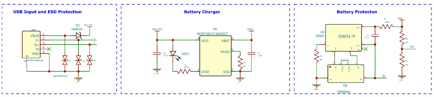 ESP32 Smart Watch Protection Circuit Diagram