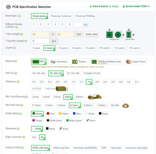 PCBWay PCB Board Specification