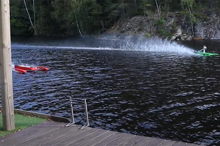 3D Printed RC boat in river