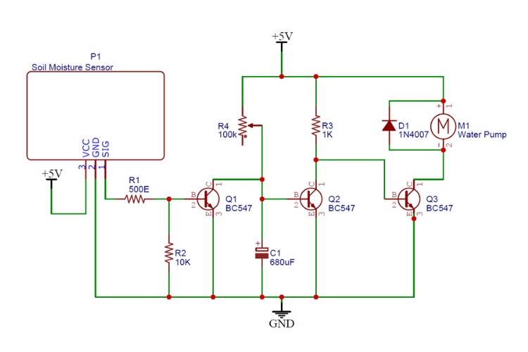 Circuit Diagram of Automatic Plant Watering System